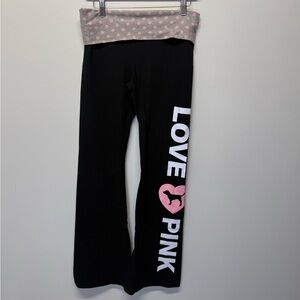 Victoria's Secret PINK Polka Dot Fold Over Yoga Pants Women Medium Y2K Dog